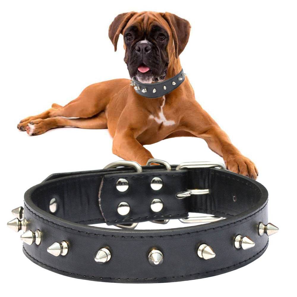 Collier chien clouté cuir eco réglable L - Image 1