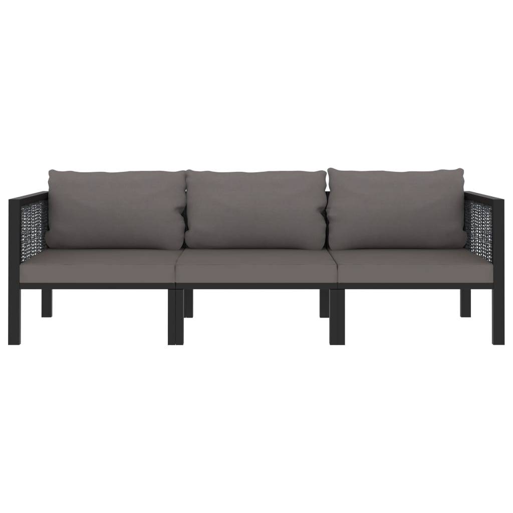 ComfortXL - Canapé Extérieur 3 Places Poly Rotin Anthracite Durable avec Coussins Épais pour Salon de Jardin et Terrasse Spacieuse – ComfortXL Outdoor Living - Image 2