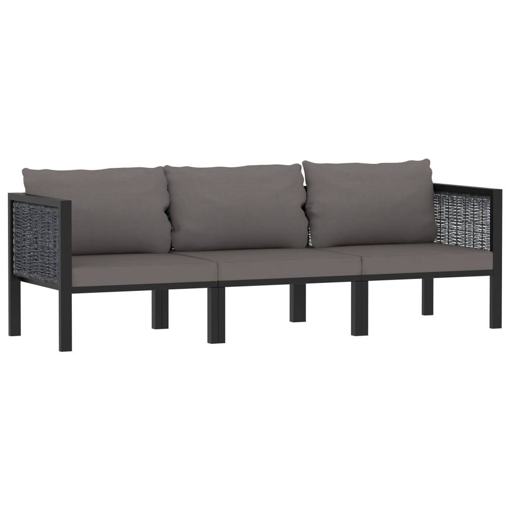 ComfortXL - Canapé Extérieur 3 Places Poly Rotin Anthracite Durable avec Coussins Épais pour Salon de Jardin et Terrasse Spacieuse – ComfortXL Outdoor Living - Image 1