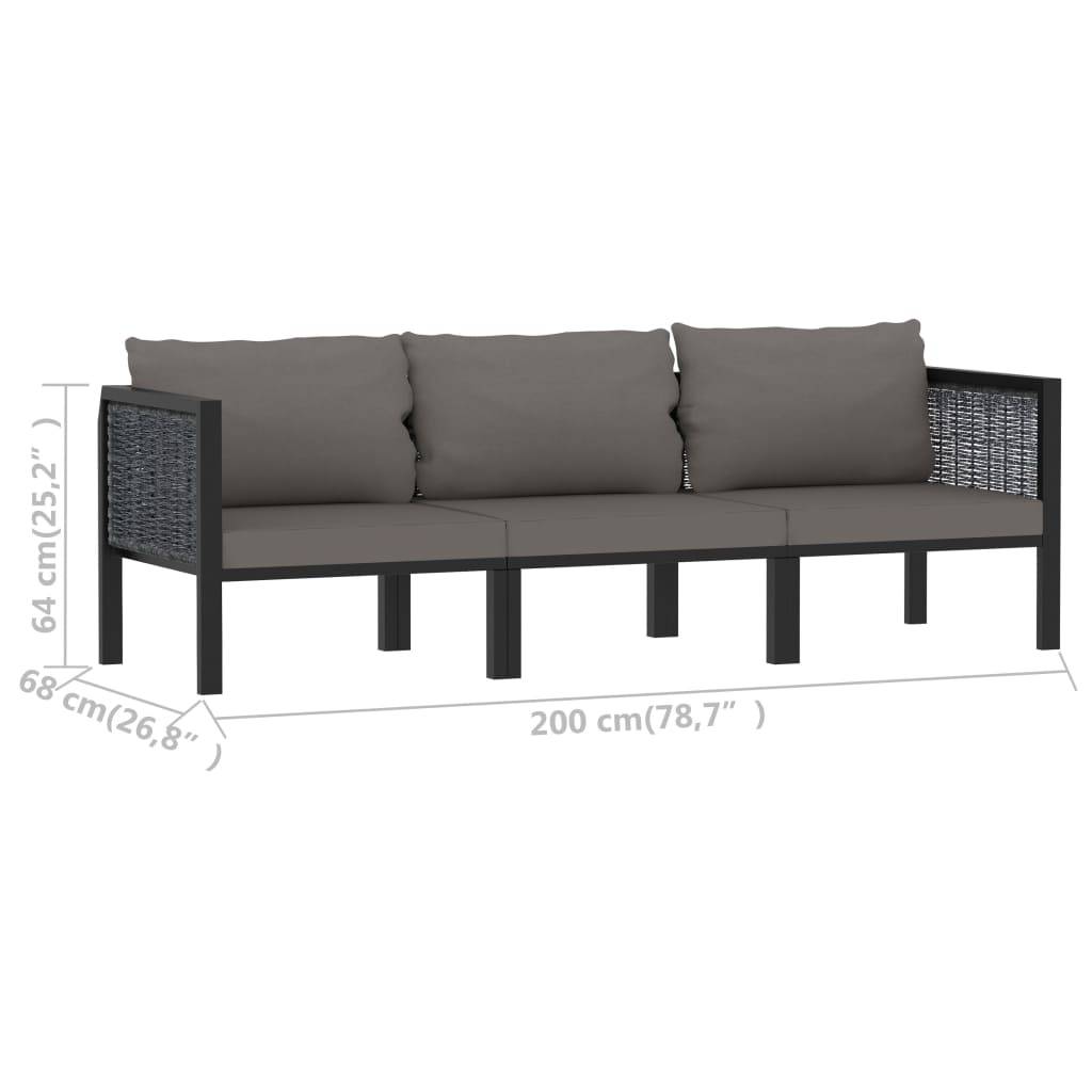 ComfortXL - Canapé Extérieur 3 Places Poly Rotin Anthracite Durable avec Coussins Épais pour Salon de Jardin et Terrasse Spacieuse – ComfortXL Outdoor Living - Image 9