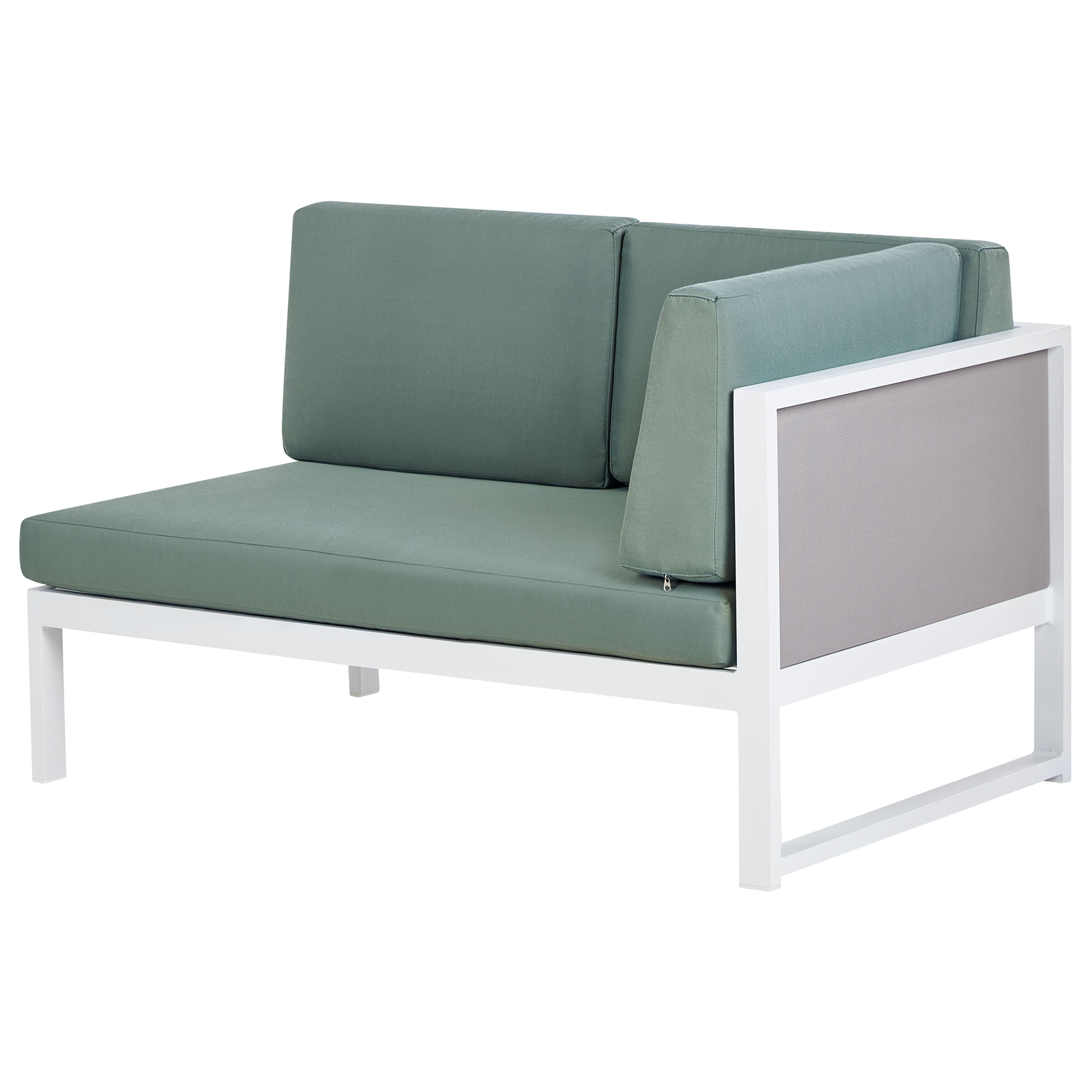 Beliani - Salon de Jardin en Aluminium Blanc Canapé d'Angle avec Coussins Verts et Table Basse Mobilier Extérieur - Image 10