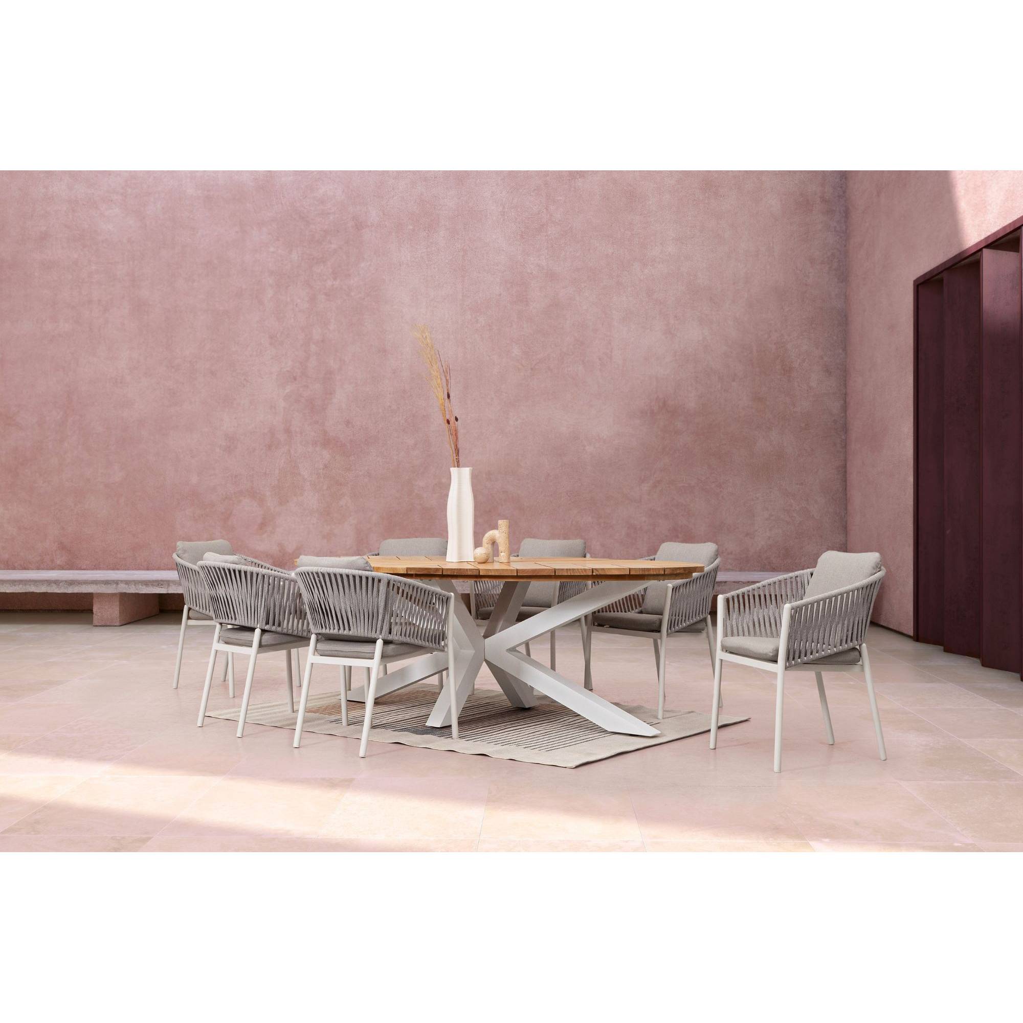 Autre - Table à manger de jardin ovale en teck et métal L240 - CAP FERRET - Image 4