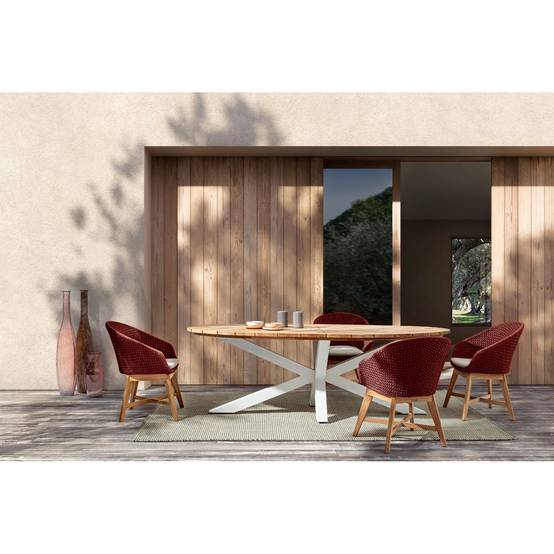 Autre - Table à manger de jardin ovale en teck et métal L240 - CAP FERRET - Image 3