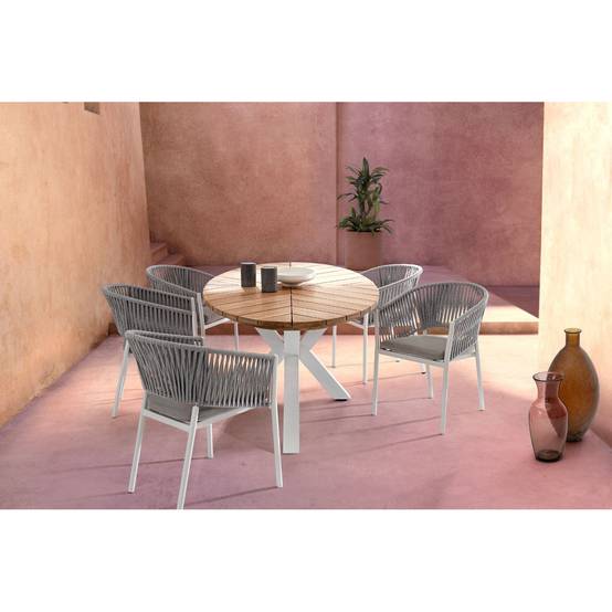 Autre - Table à manger de jardin ovale en teck et métal L240 - CAP FERRET - Image 5