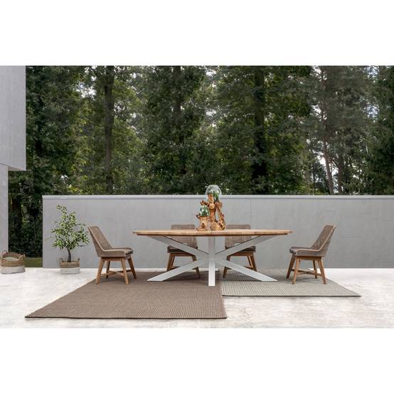 Autre - Table à manger de jardin ovale en teck et métal L240 - CAP FERRET - Image 2