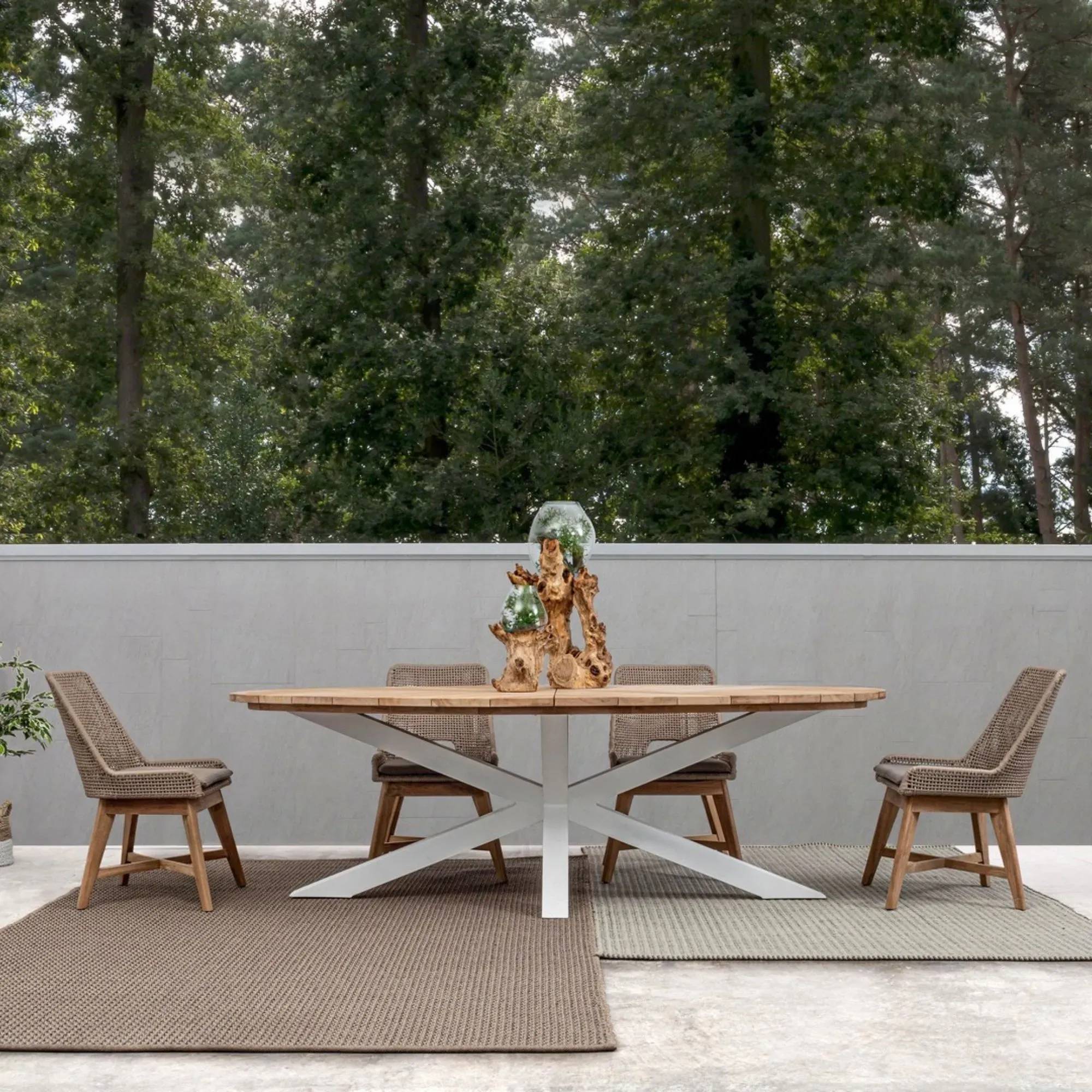 Autre - Table à manger de jardin ovale en teck et métal L240 - CAP FERRET - Image 2