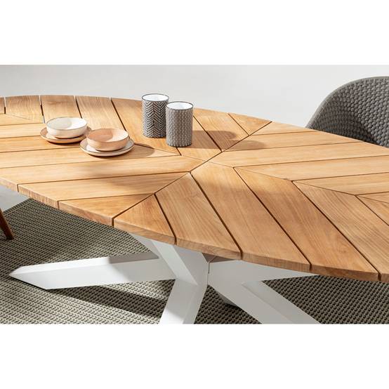 Autre - Table à manger de jardin ovale en teck et métal L240 - CAP FERRET - Image 7