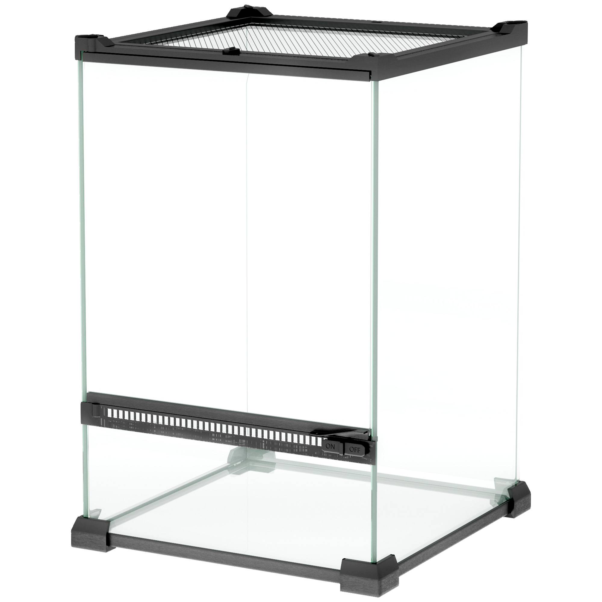 Terrarium en verre pour reptiles vivarium 12 L avec couvercle en treillis métallique, 20 x 20 x 30 cm, noir - Image 2