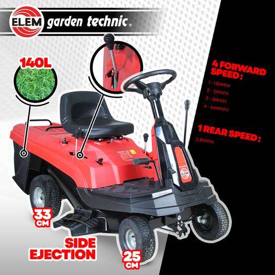 Elem Garden Technic - Tondeuse à gazon autoportée 224cc - 61cm - Ejection arrière, éjection latérale et mulching. - Image 3
