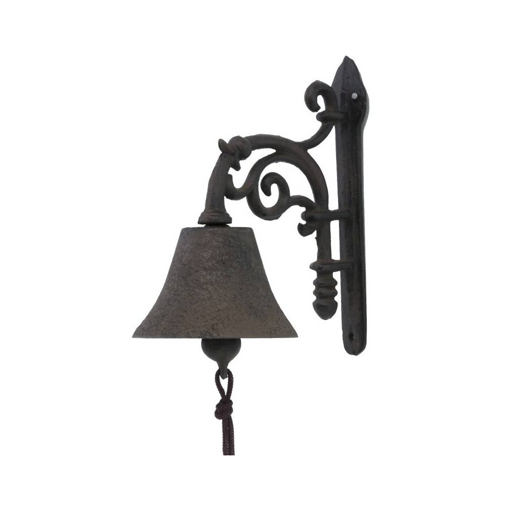 Cloche de jardin de porte ancienne en fonte marron 20 x 13 cm Chemin de campagne - Image 1
