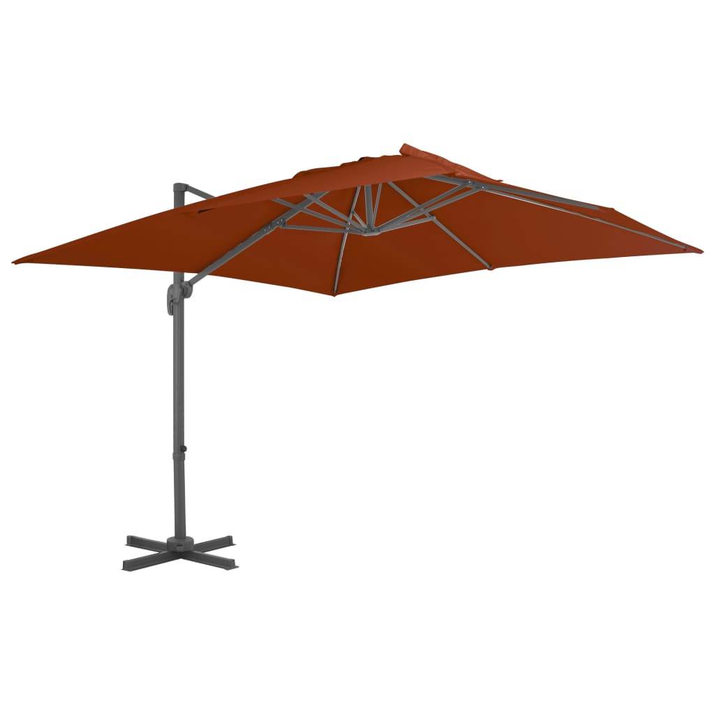 Helloshop26 - Parasol déporté avec mât en aluminium 300 x 300 cm terre cuite - Image 1