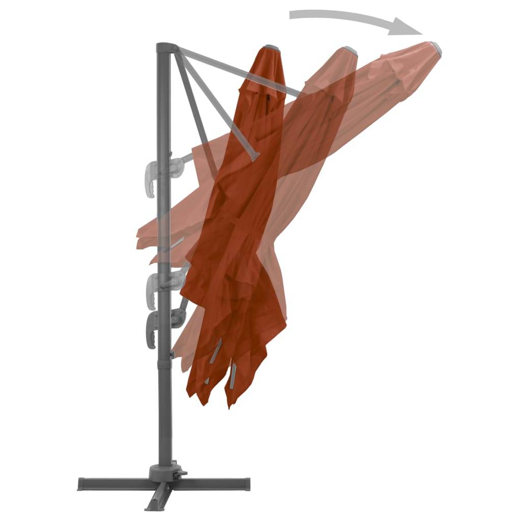 Helloshop26 - Parasol déporté avec mât en aluminium 300 x 300 cm terre cuite - Image 3