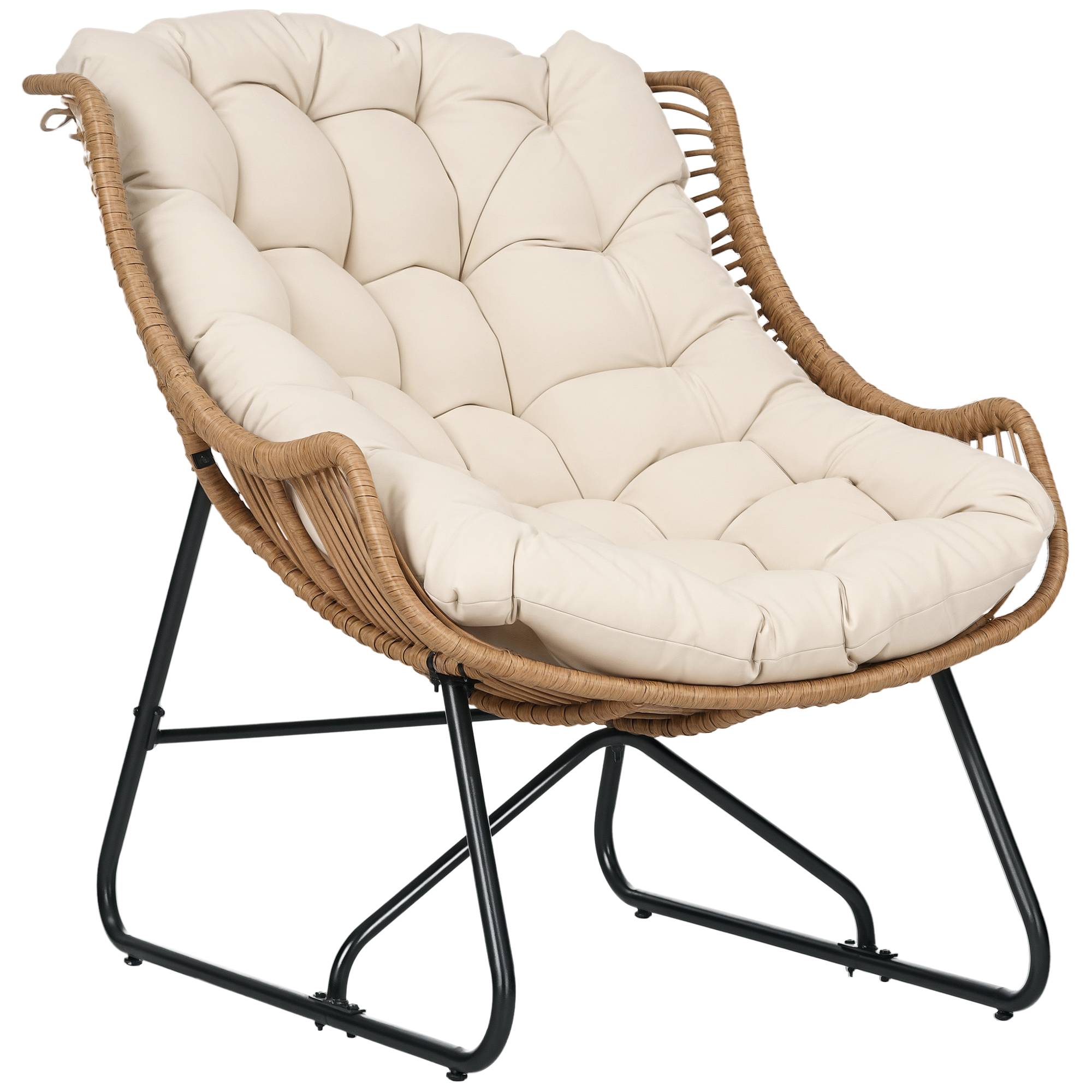 Fauteuil de jardin résine tressée naturel et noir 101 x 75 x 90 cm - PANGIVO - Image 1