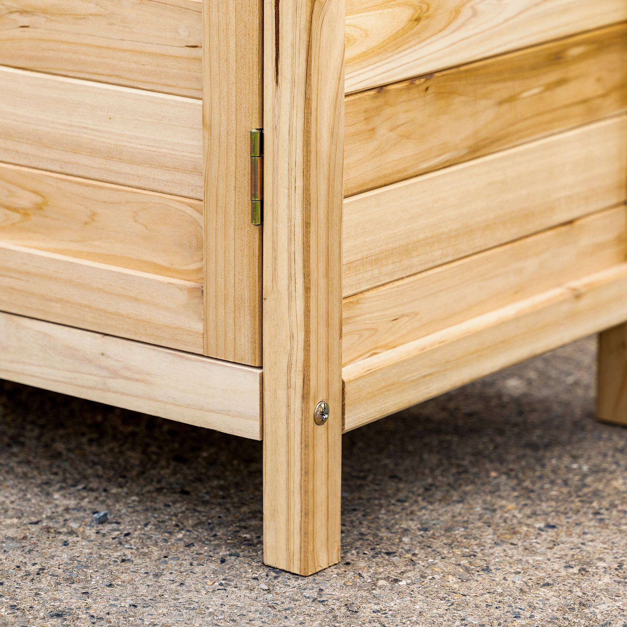 Outsunny - Armoire de jardin remise pour outils 83x40x92 cm sur pied double porte étagère interne bois massif sapin pré-huilé naturel - Outsunny - Image 8