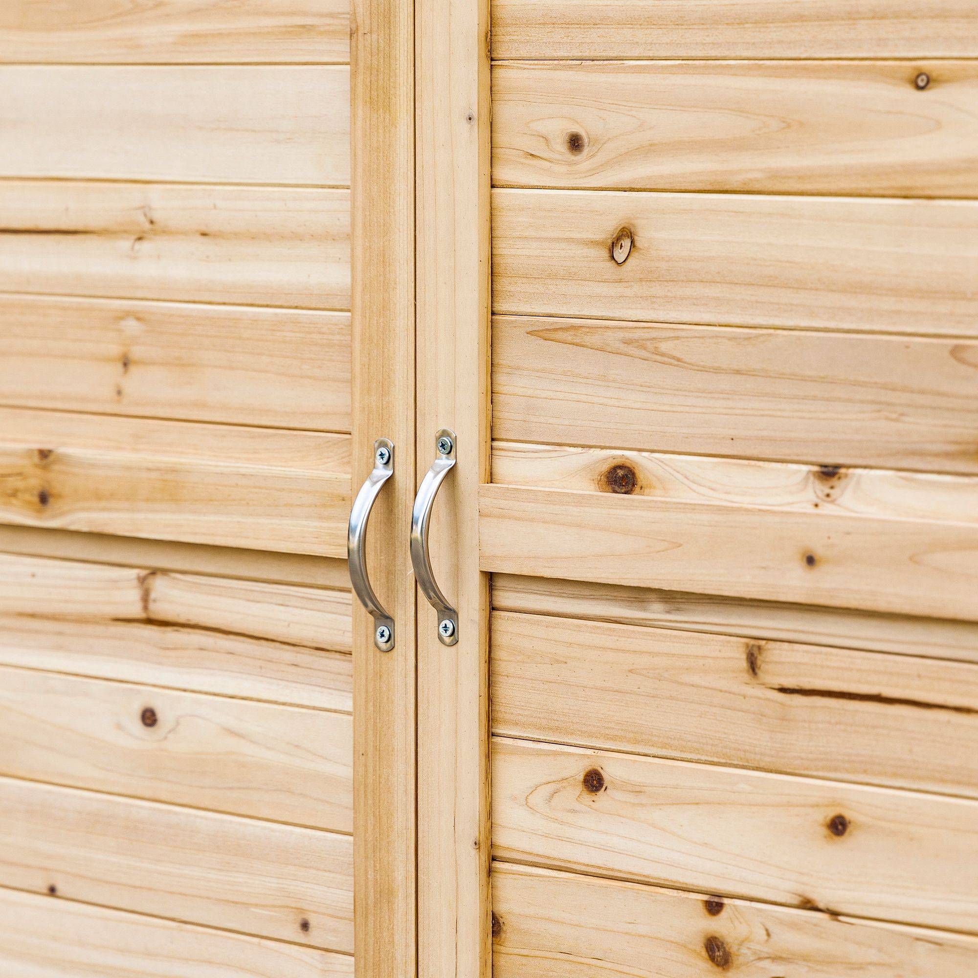Outsunny - Armoire de jardin remise pour outils 83x40x92 cm sur pied double porte étagère interne bois massif sapin pré-huilé naturel - Outsunny - Image 9