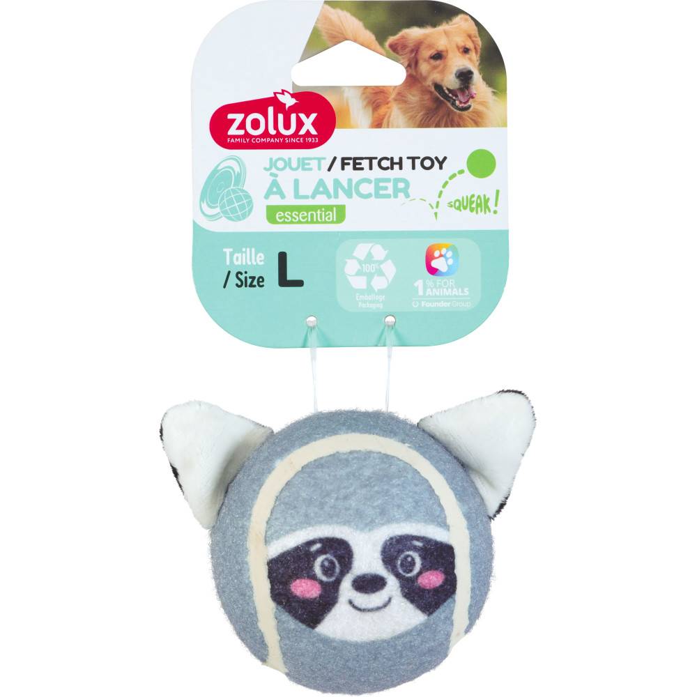 Zolux - zolux - Balle de tennis ø 8 cm en forme d'animaux  tête raton laveur pour chien - Image 2