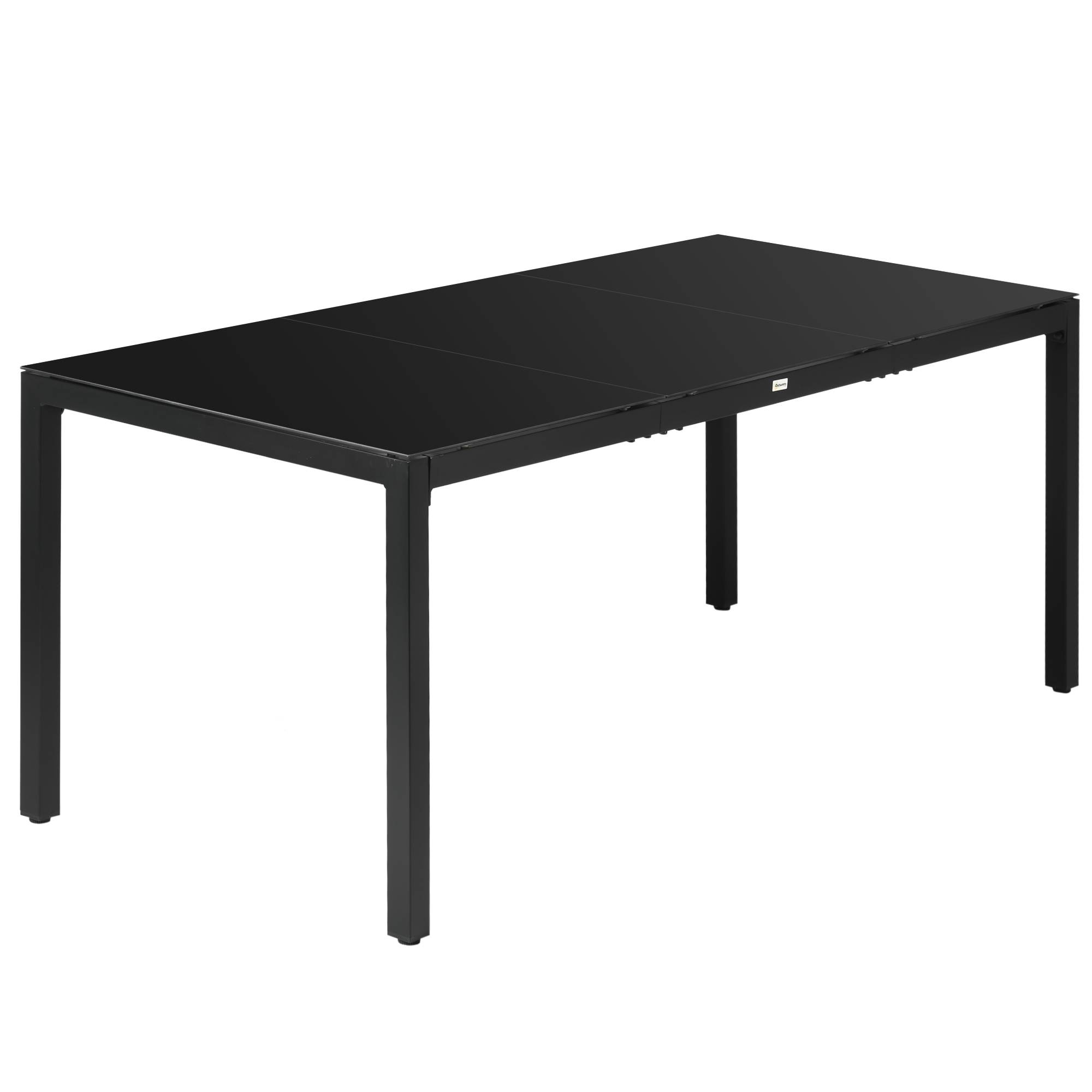 Sans Marque - Table de jardin rectangulaire pour 8 personnes avec plateau en verre trempé et cadre en aluminium noir - Image 2