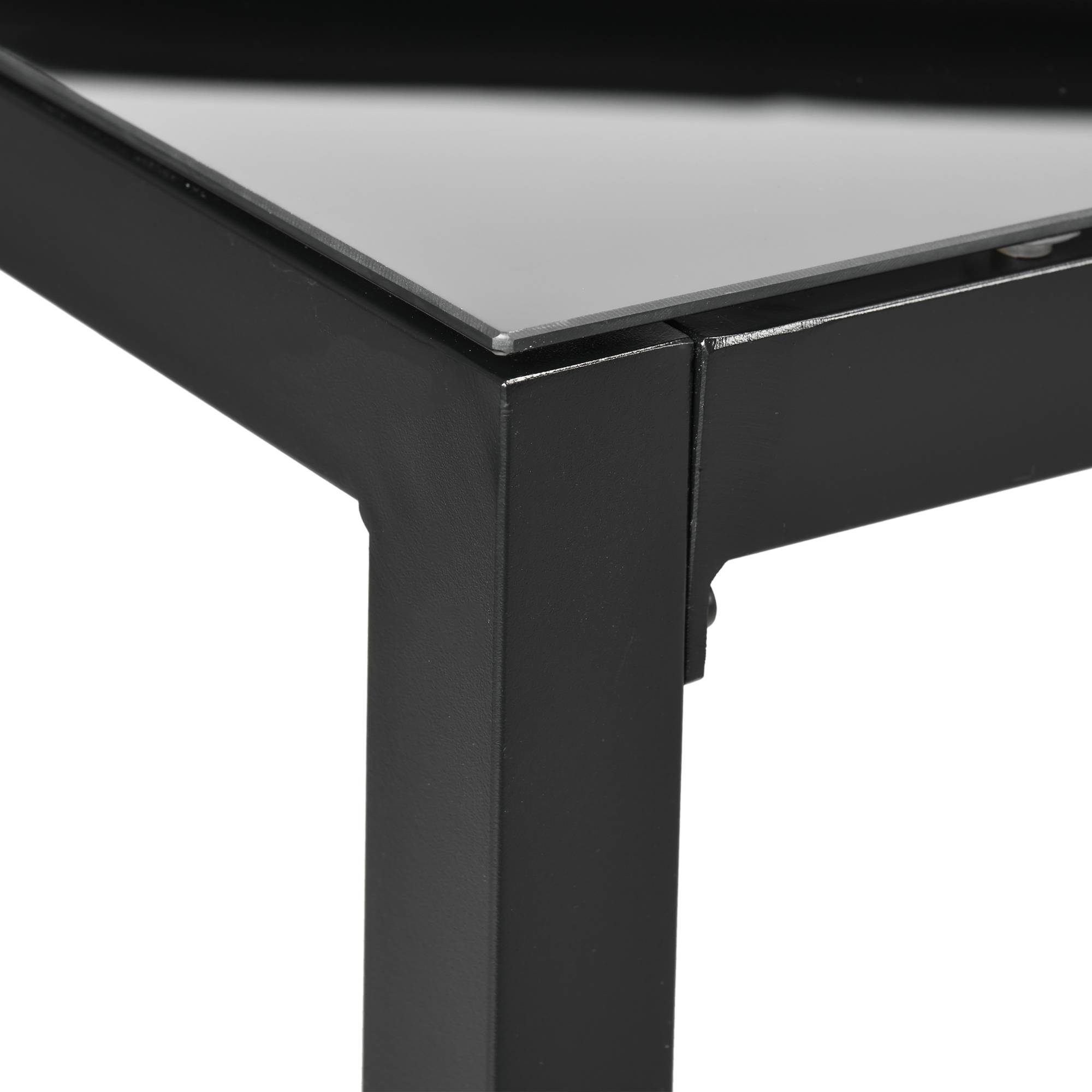 Sans Marque - Table de jardin rectangulaire pour 8 personnes avec plateau en verre trempé et cadre en aluminium noir - Image 10