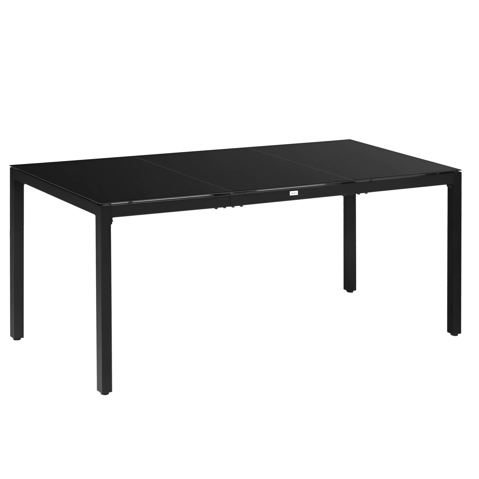 Sans Marque - Table de jardin rectangulaire pour 8 personnes avec plateau en verre trempé et cadre en aluminium noir - Image 1
