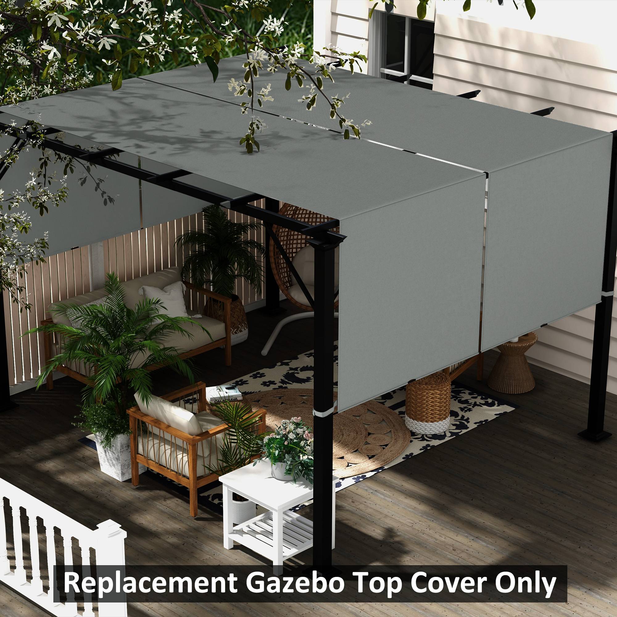 Lot de 2 toiles de rechange pergola rétractable 4,9 x 1,2 m pour pergola de 3 x 3 m polyester protection UV gris foncé - Image 4