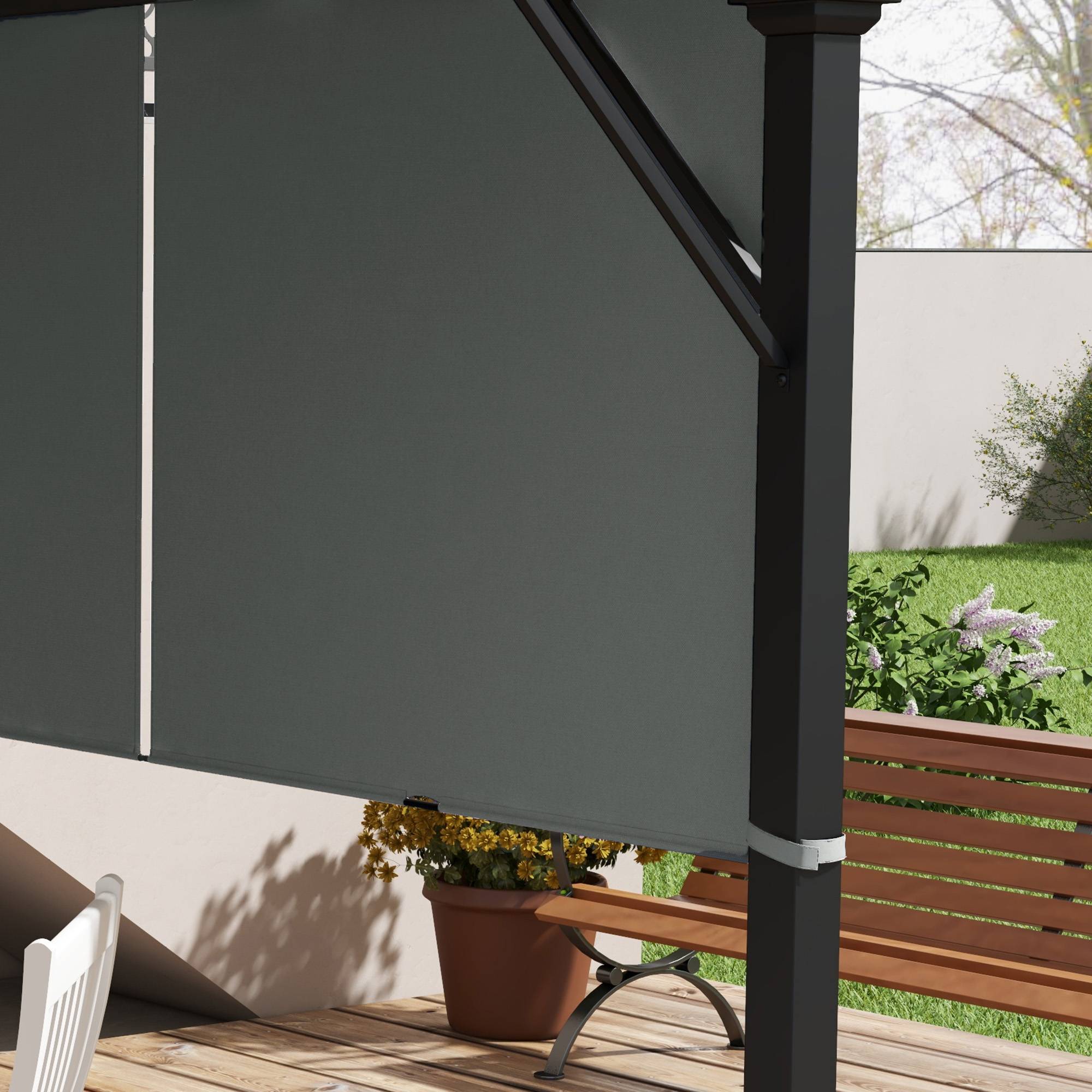 Lot de 2 toiles de rechange pergola rétractable 4,9 x 1,2 m pour pergola de 3 x 3 m polyester protection UV gris foncé - Image 10