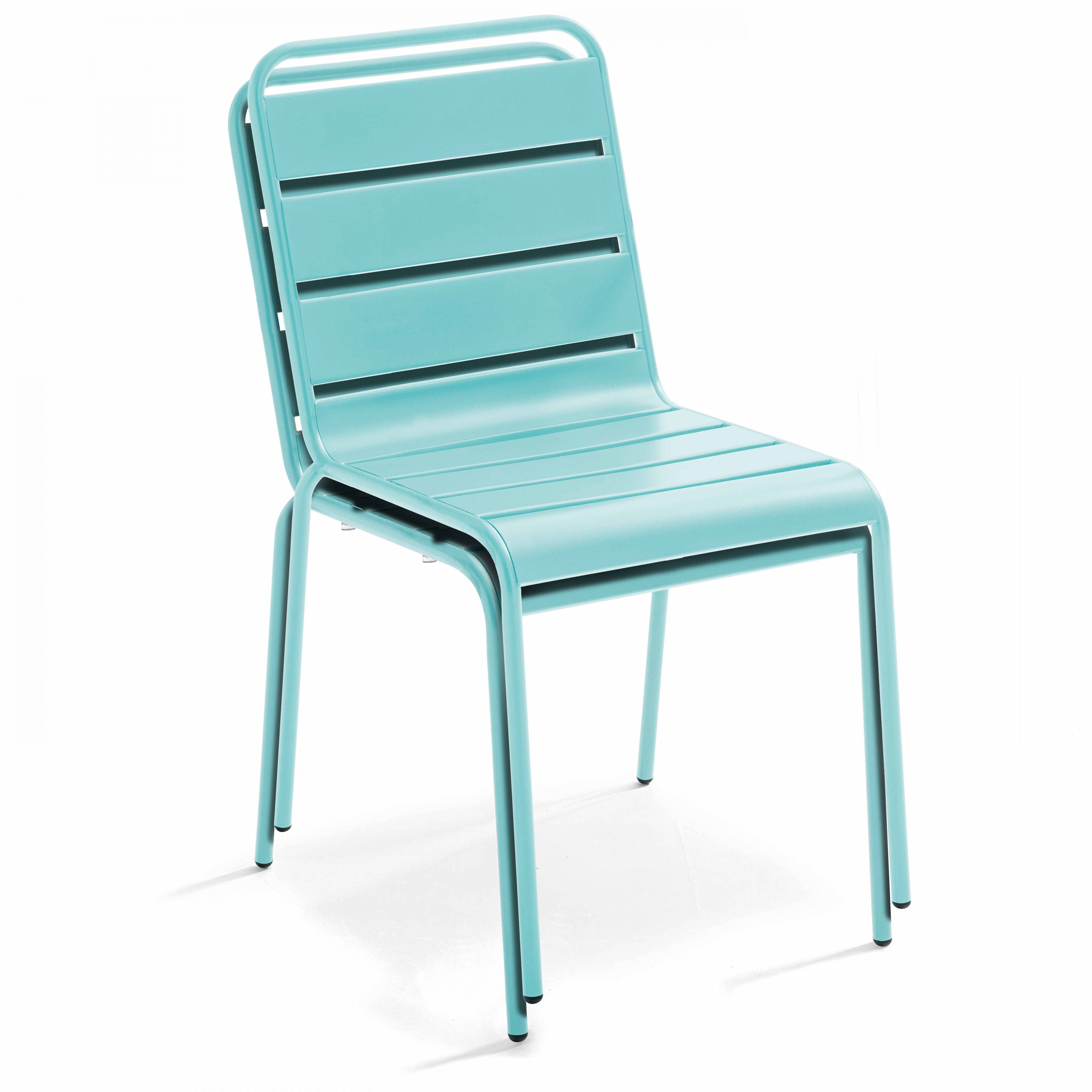 Oviala - Ensemble table de jardin et 4 fauteuils en métal turquoise Palavas - Oviala - Image 6
