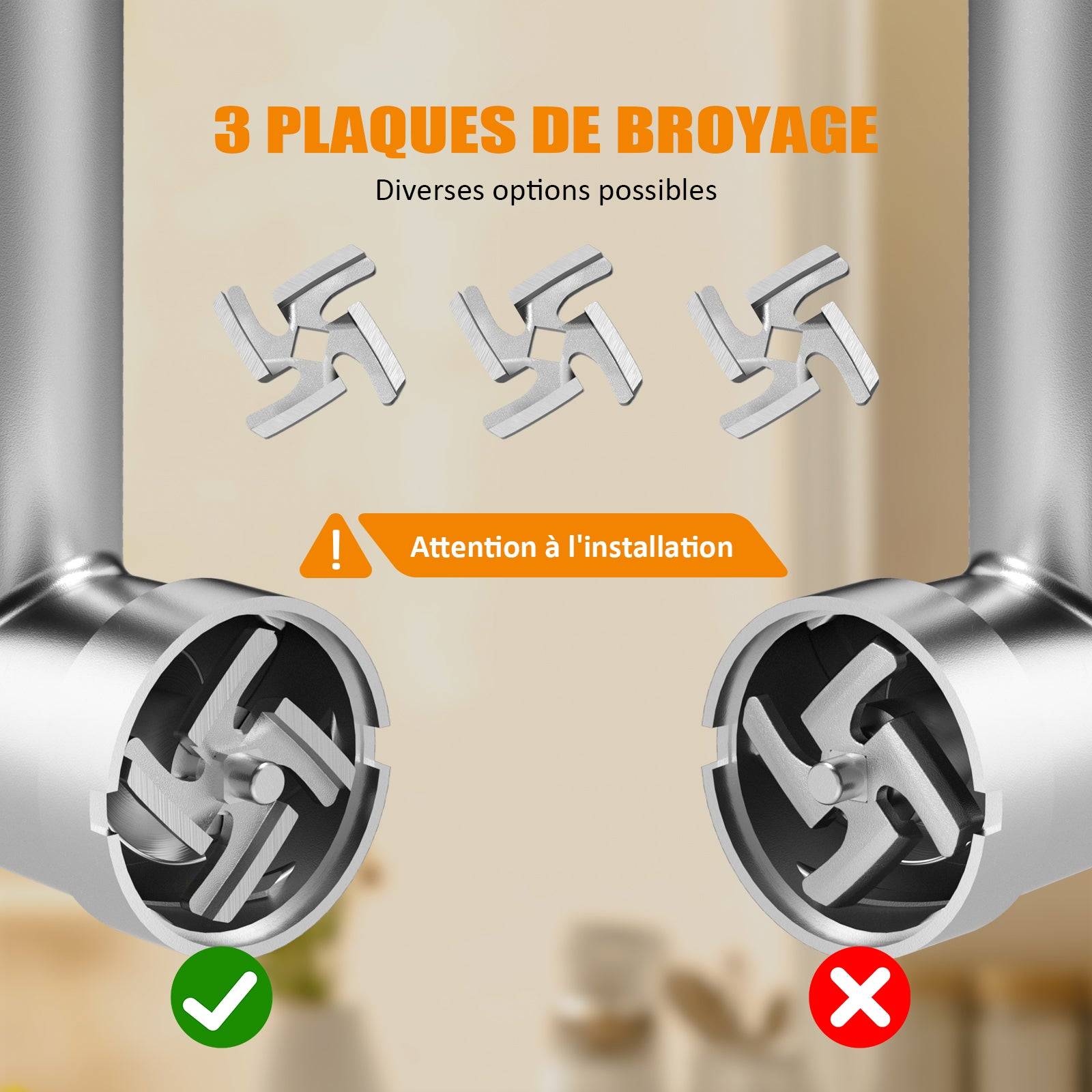 Teeno - Hachoir à viande électrique, 4 en 1, avec 3 plaques de broyage en acier inoxydable (4 mm, 8 mm, ventilateur) et 3 lames, 3500 Watt - Image 6