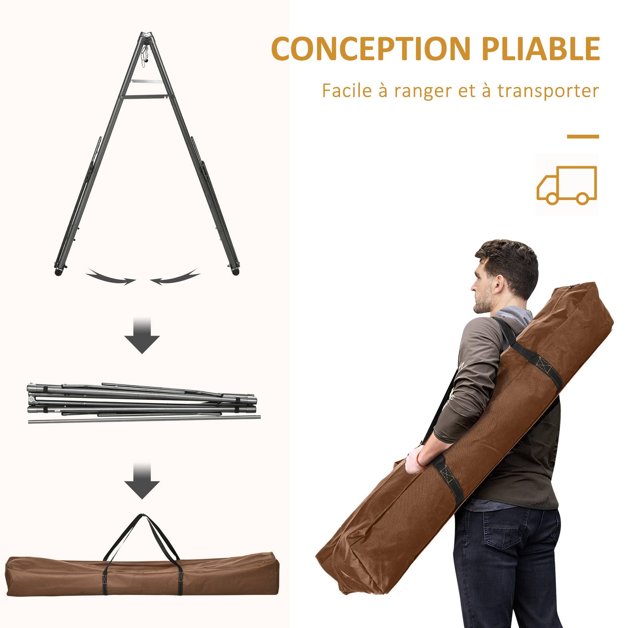 Hamac sur pied 2 en 1 en acier pour jardin pliable et étendoir multicolore - ComfortXL Outdoor Living - Image 7