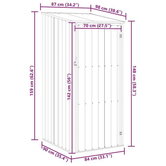 Vidaxl - Abri de jardin Marrron 87x98x159 cm Acier galvanisé vidaXL 46292 - Image 3
