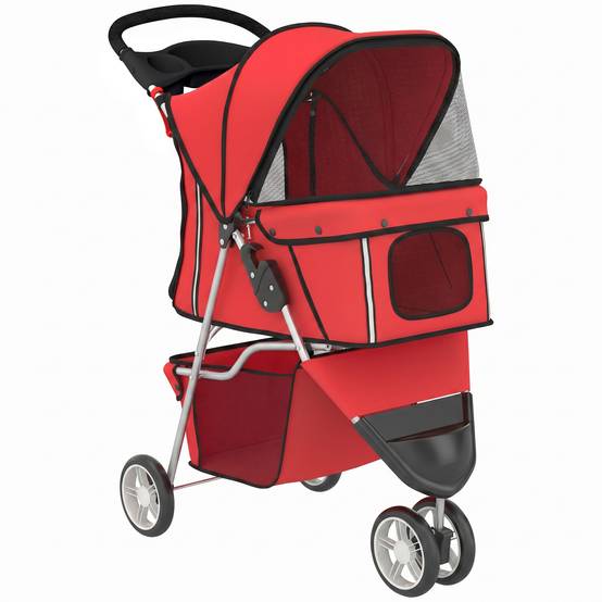 ComfortXL - Poussette pour chien acier rouge jusqu’à 10 kg pliable légère 4 kg avec panier roues pivotantes 360° - Image 10