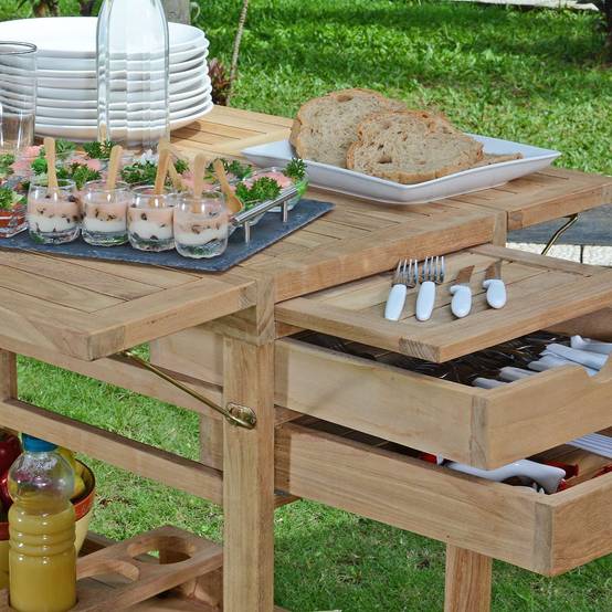 Desserte roulante en teck massif Party - TECK'Attitude - Image 3