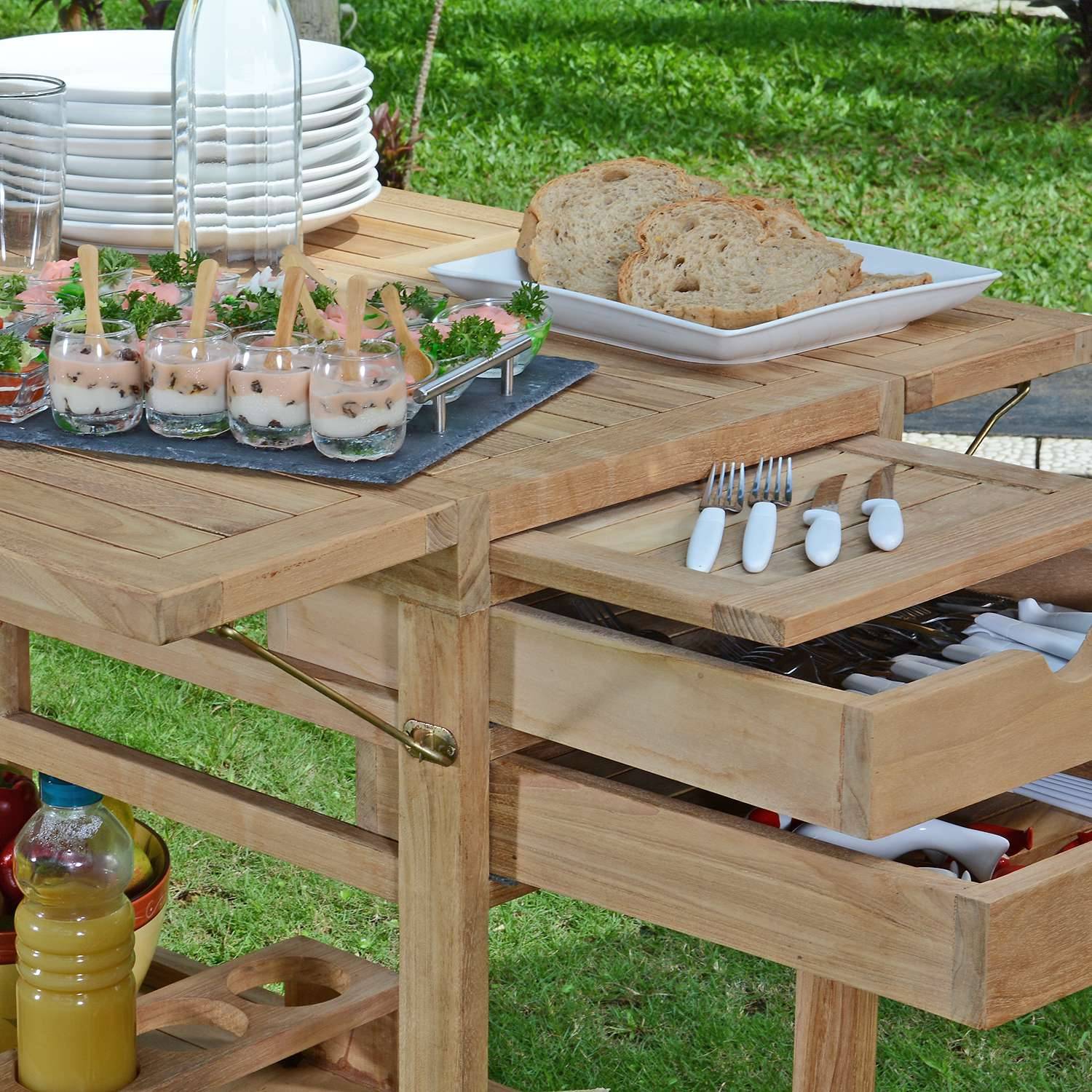 Desserte roulante en teck massif Party - TECK'Attitude - Image 3