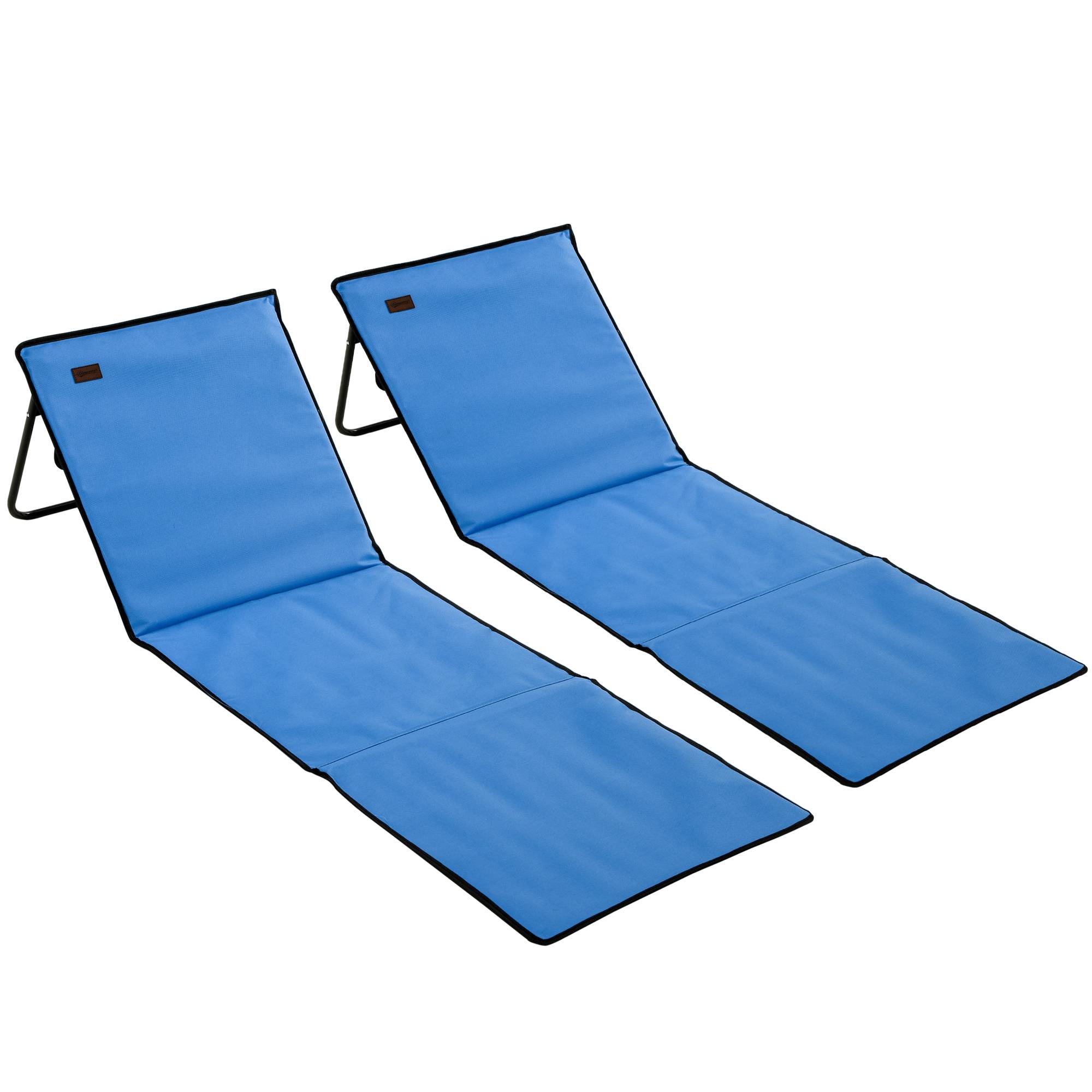 Outsunny - Lot de 2 tapis de plage rembourrés - nattes de plage - dossier inclinable multi-positions - sac transport inclus - métal polyester PVC bleu - Outsunny - Image 1