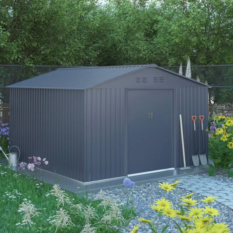 Abri de jardin métal 10,85m² anthracite avec kit d'ancrage X-Metal - Image 2