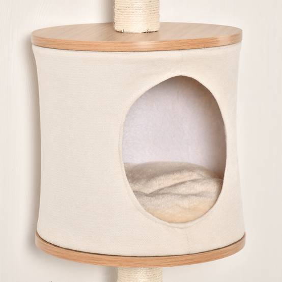 ComfortXL - Arbre à chat mural bois 38 x 30 x 149 cm beige chêne avec sisal couchage et plateformes - ComfortXL Outdoor Living - Image 10
