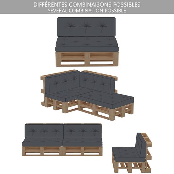 Lot de 4 Coussins pour palettes en bois gris - Image 6
