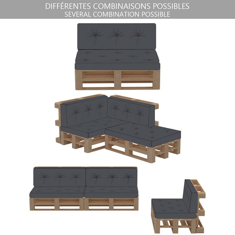 Lot de 4 Coussins pour palettes en bois gris - Image 6
