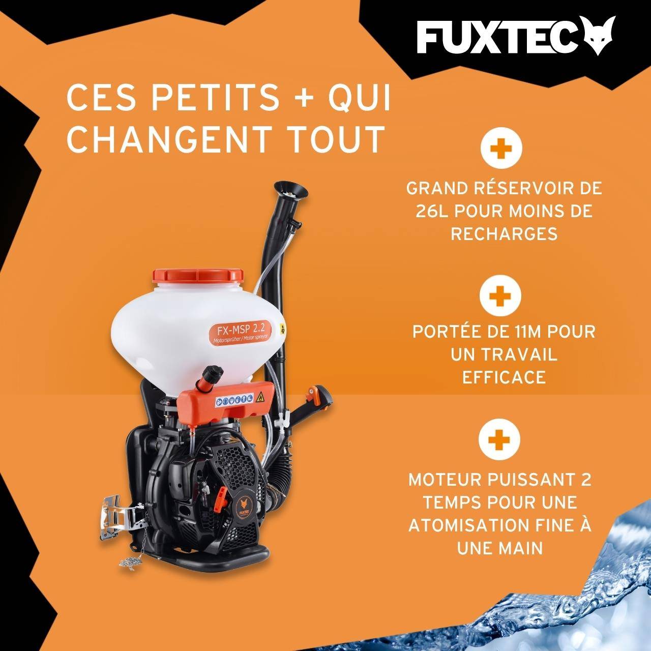 Pulvérisateur atomiseur thermique à dos - FUXTEC FX-MSP2.2 - 41,5cm3, 26 litres - Image 4