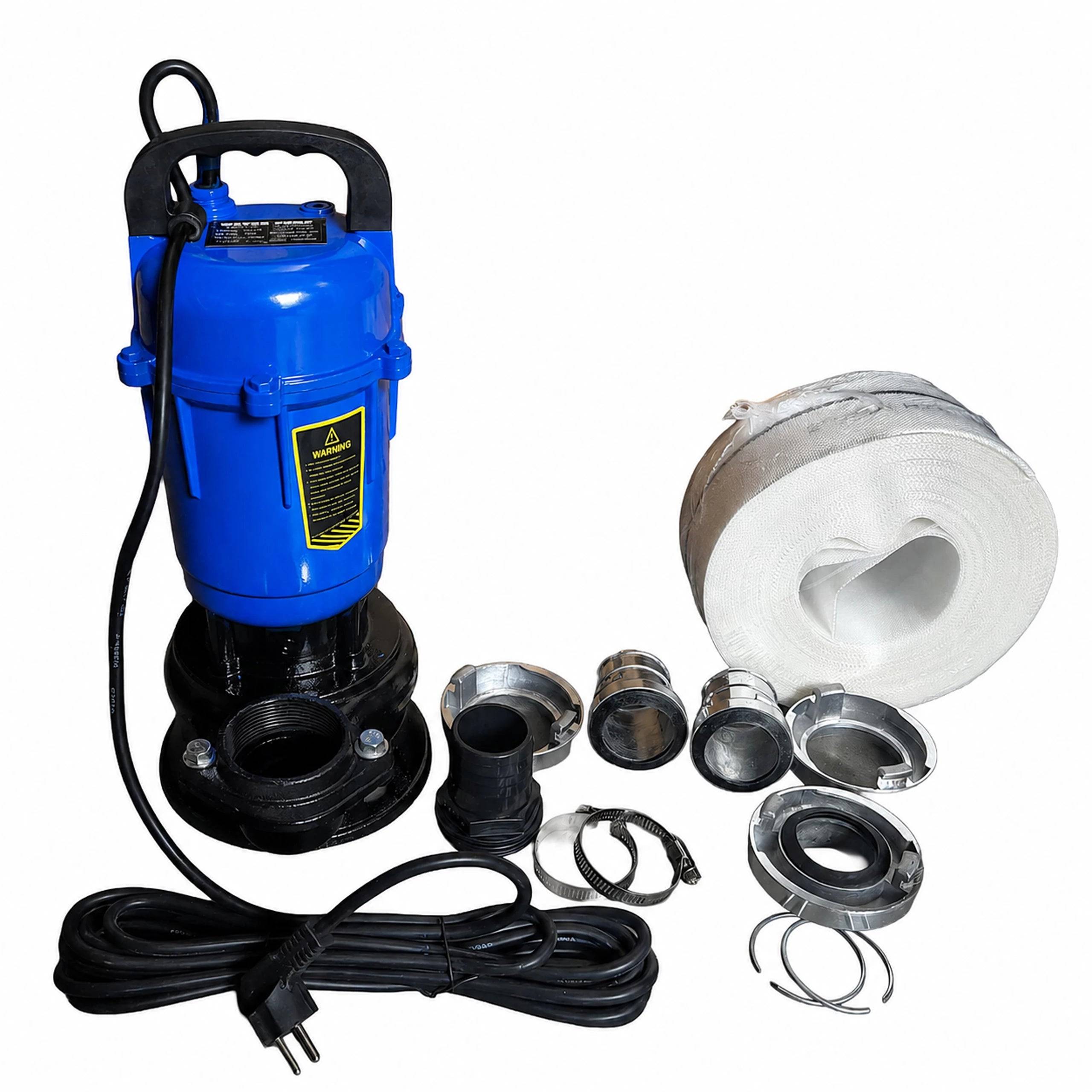 Entrepotbrico - Pompe vide-cave avec broyeur 750 W, débit 18 000 l/h, tuyau d’incendie 2 pouces de 30 m inclus - Image 9