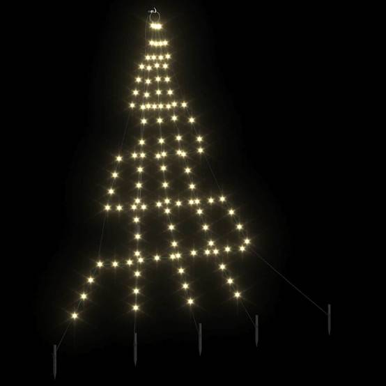 Sapin de Noël | Arbre de Noël LED avec piquets au sol Blanc chaud 182 cm Métal Maison Chic - Image 4