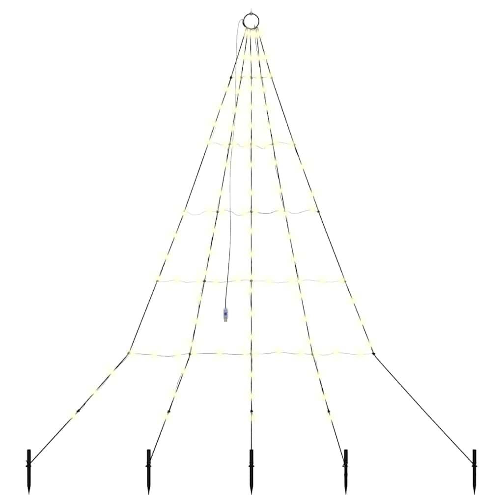 Sapin de Noël | Arbre de Noël LED avec piquets au sol Blanc chaud 182 cm Métal Maison Chic - Image 1
