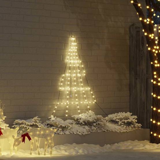 Sapin de Noël | Arbre de Noël LED avec piquets au sol Blanc chaud 182 cm Métal Maison Chic - Image 2