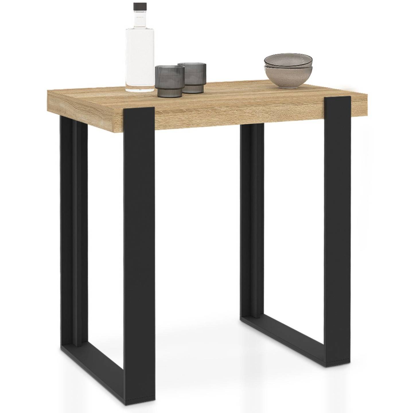 Table haute de bar PHOENIX bois et noir 90 cm - Image 2