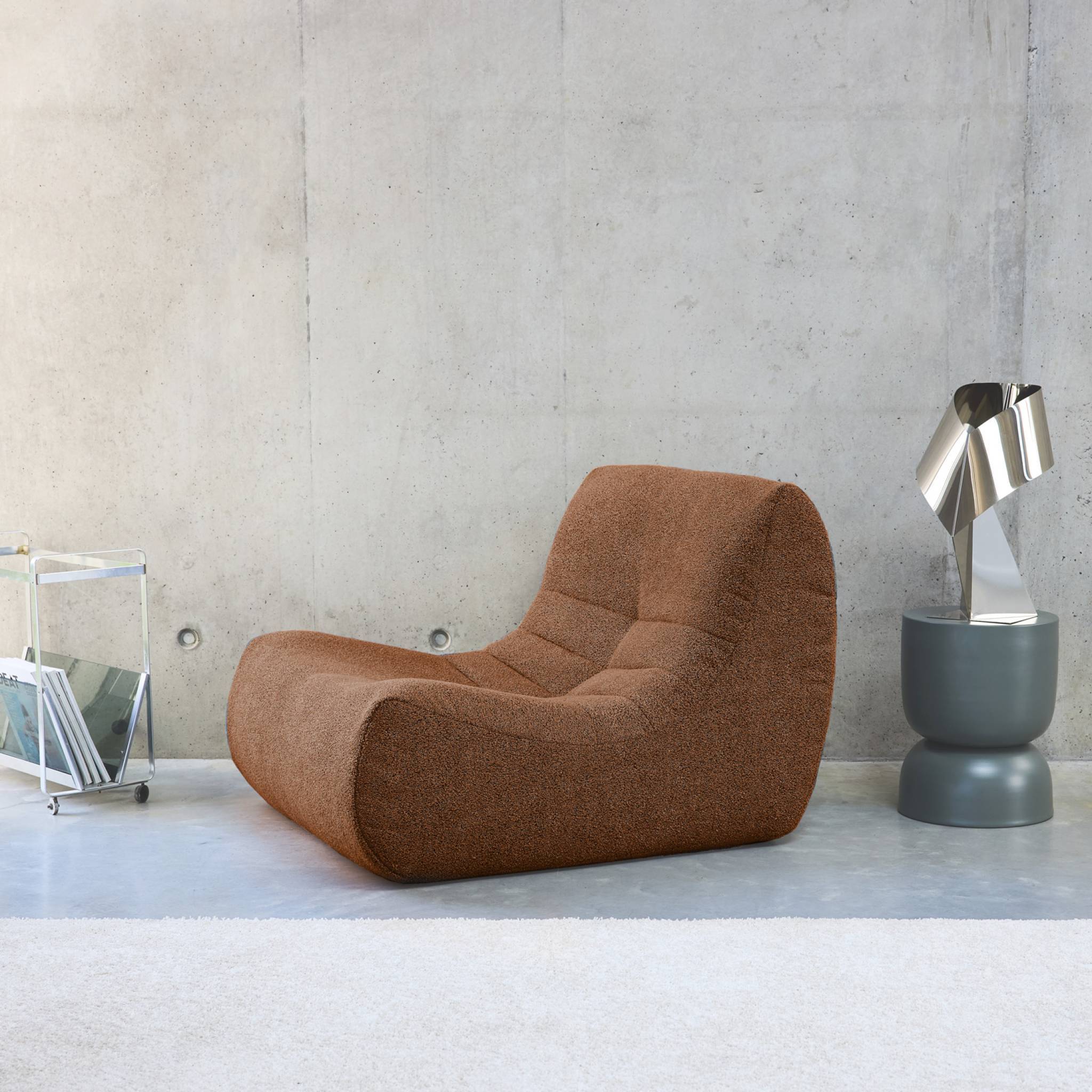 sweeek - Fauteuil chauffeuse en bouclette texturée terracotta style contemporain 1 place | sweeek - Image 3