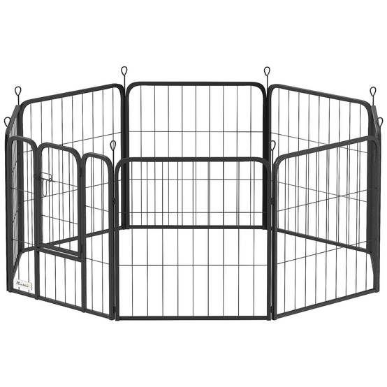 Enclos pour chiot acier intérieur et extérieur 8 panneaux modulables 112x112x60cm noir - ComfortXL Outdoor Living - Image 2