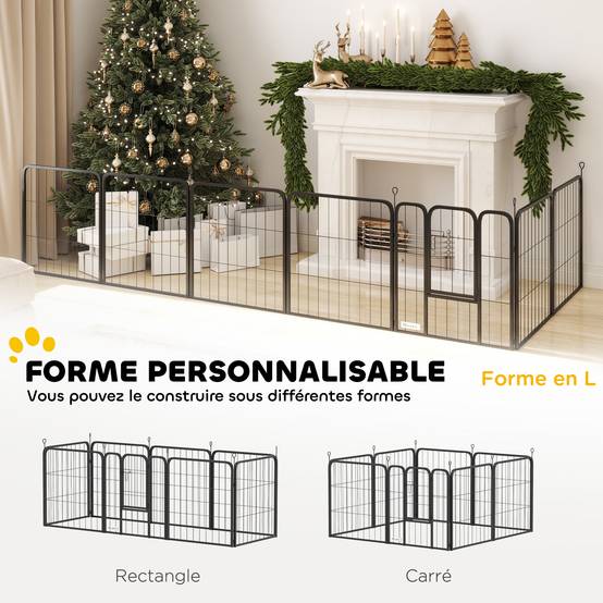 Enclos pour chiot acier intérieur et extérieur 8 panneaux modulables 112x112x60cm noir - ComfortXL Outdoor Living - Image 6