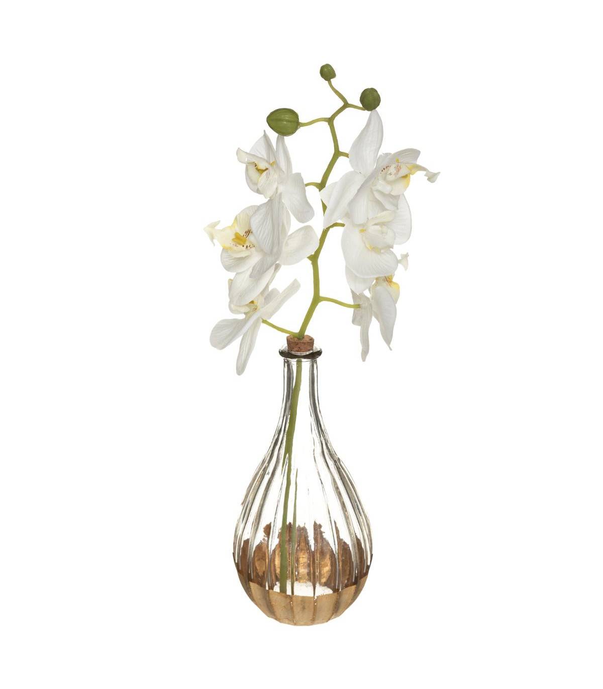 Composition florale artificelle Orchidée en Soie Vase en Verre H 35 cm - Image 1