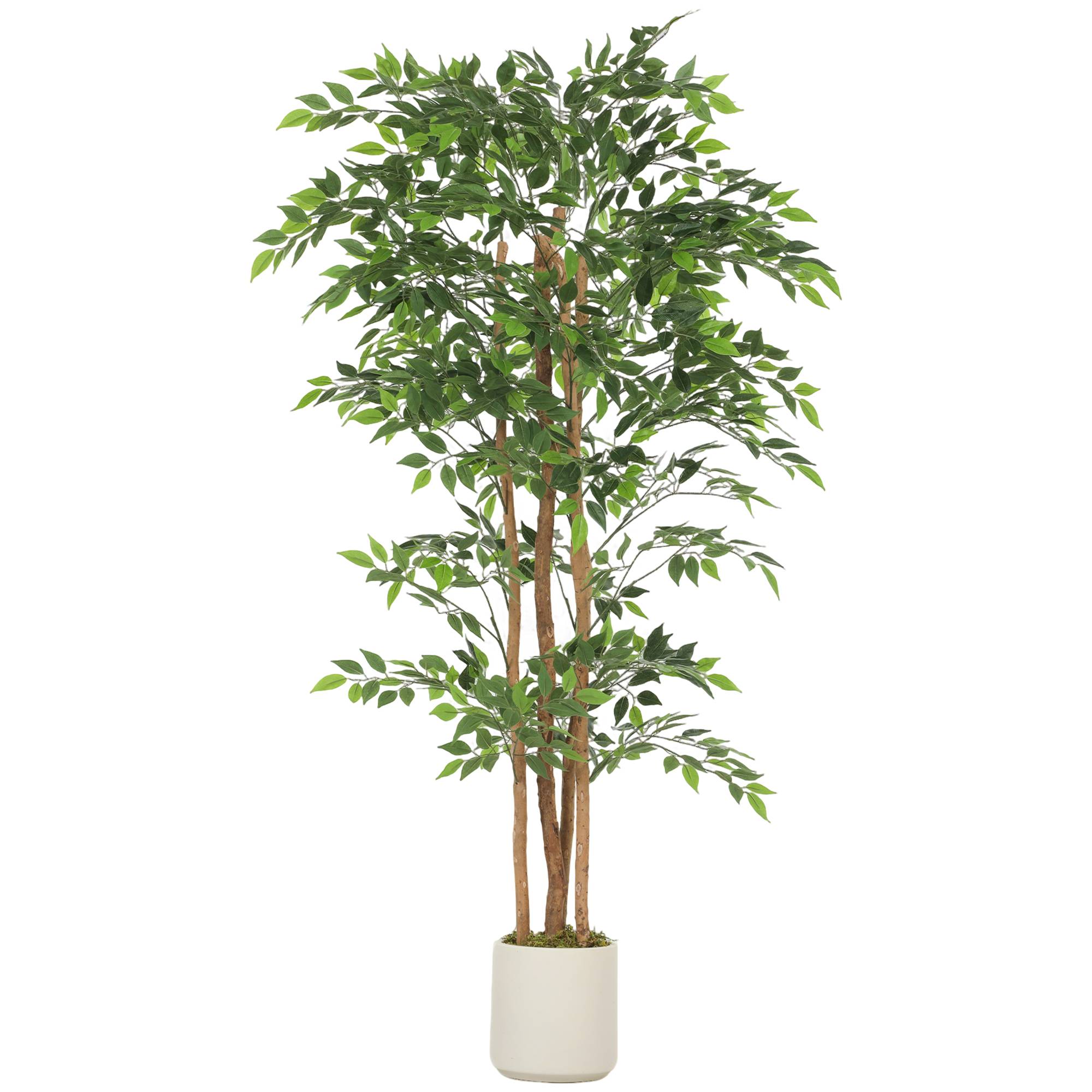 Grand arbre artificiel banian tronc bois massif pot ciment salon chambre 180cm vert - ComfortXL Outdoor Living