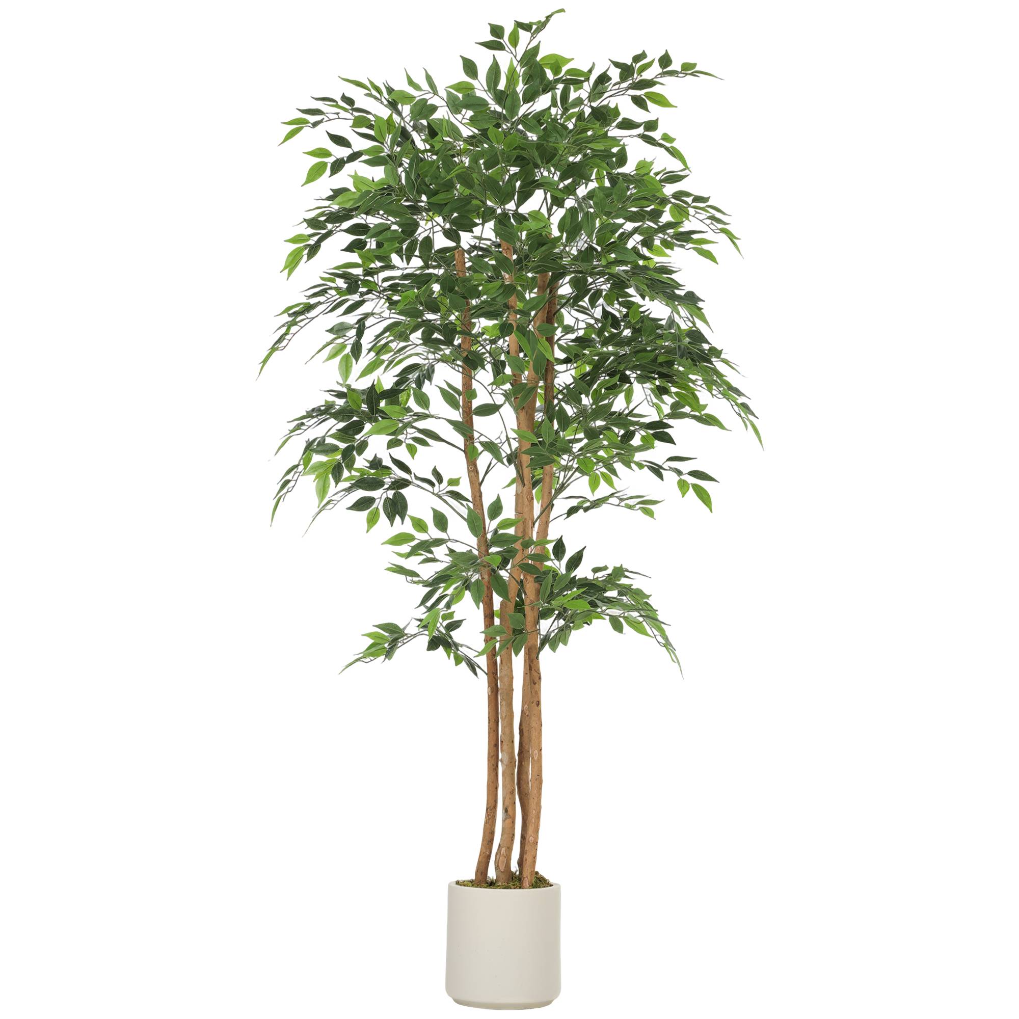 Grand arbre artificiel banian tronc bois massif pot ciment salon chambre 180cm vert - ComfortXL Outdoor Living - Image 2