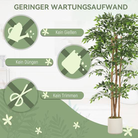 Grand arbre artificiel banian tronc bois massif pot ciment salon chambre 180cm vert - ComfortXL Outdoor Living - Image 7